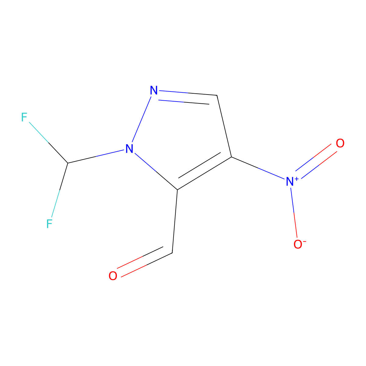 1-(Difluoromethyl)-4-nitro-1H-pyrazole-5-carbaldehyde molecular structure, CAS 2101414-91-7