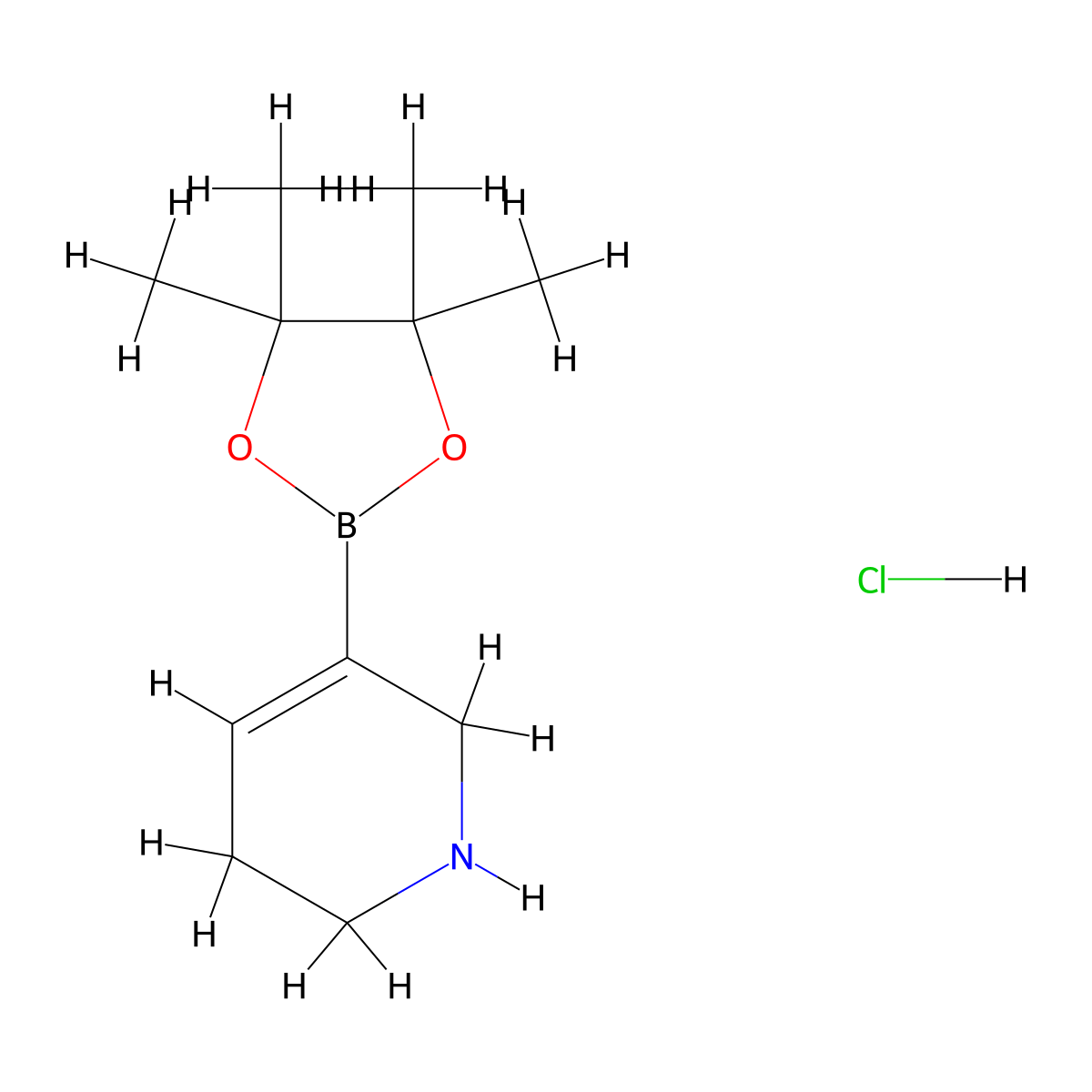 5-(4,4,5,5-Tetramethyl-1,3,2-dioxaborolan-2-yl)-1,2,3,6-tetrahydropyridine hydrochloride molecular structure, CAS 2101498-93-3
