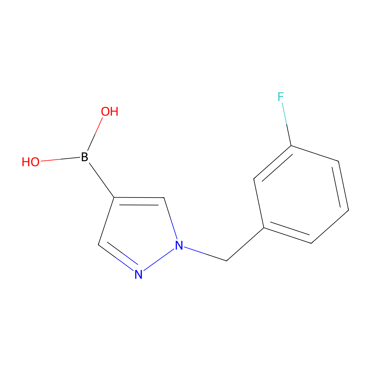 (1-(3-fluorobenzyl)-1H-pyrazol-4-yl)boronic acid molecular structure, CAS 2101515-49-3