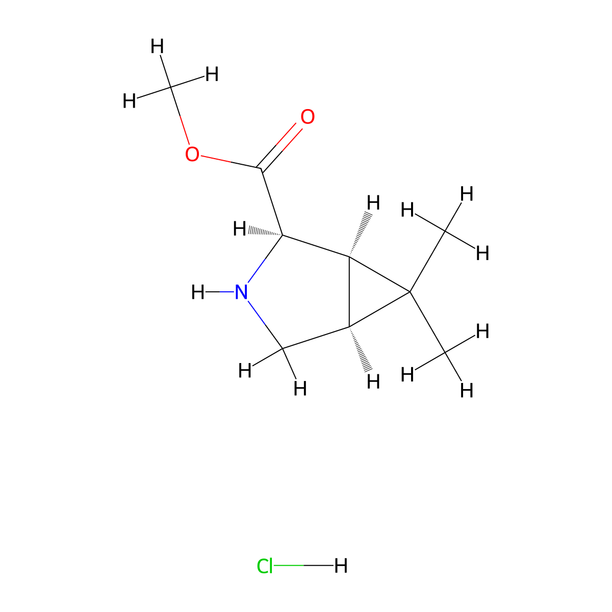 rel-methyl (1R,2R,5S)-6,6-dimethyl-3-azabicyclo[3.1.0]hexane-2-carboxylate hydrochloride molecular structure, CAS 2101518-48-1