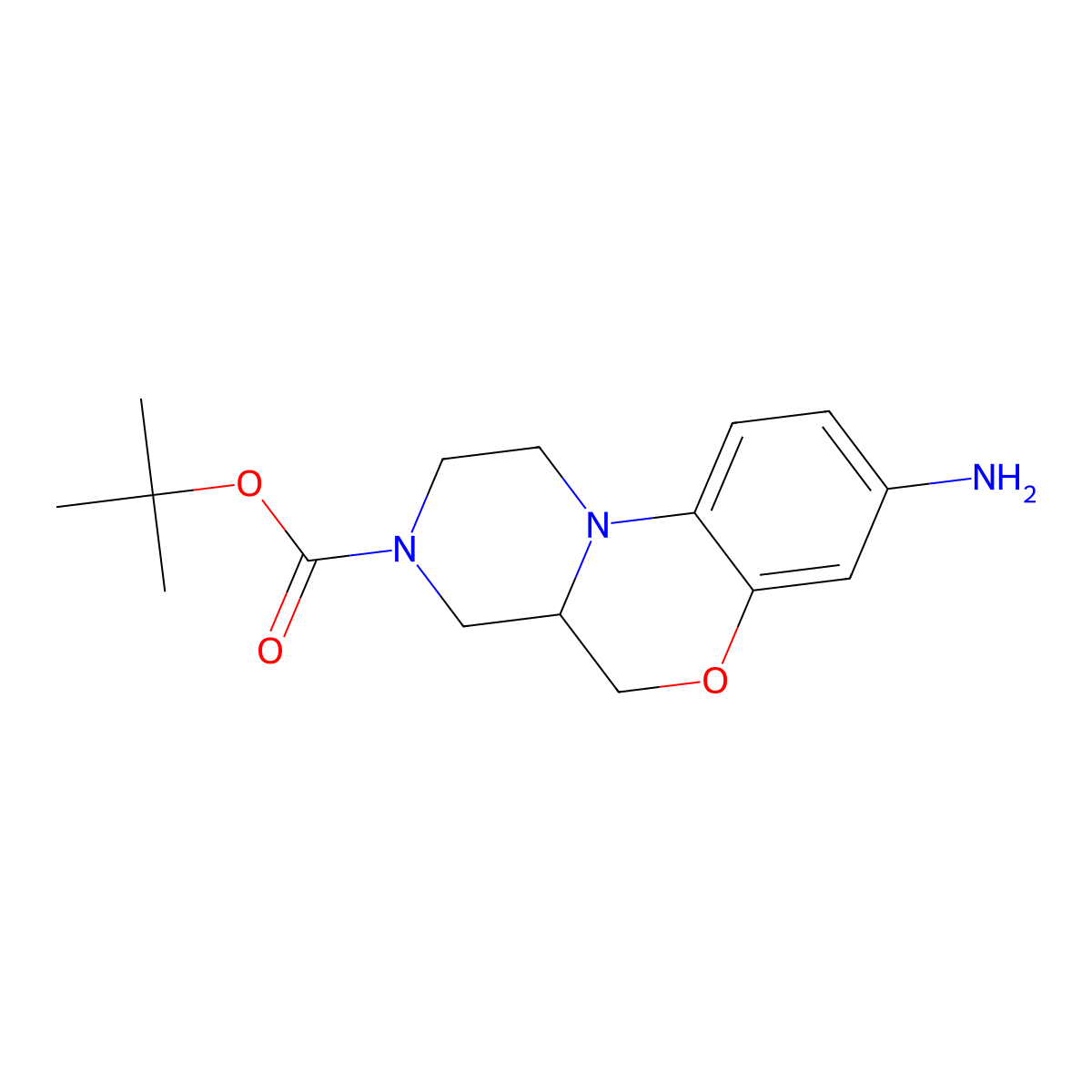 Tert-butyl 5-amino-8-oxa-1,12-diazatricyclo[8.4.0.0,2,7]tetradeca-2,4,6-triene-12-carboxylate molecular structure, CAS 2101540-00-3