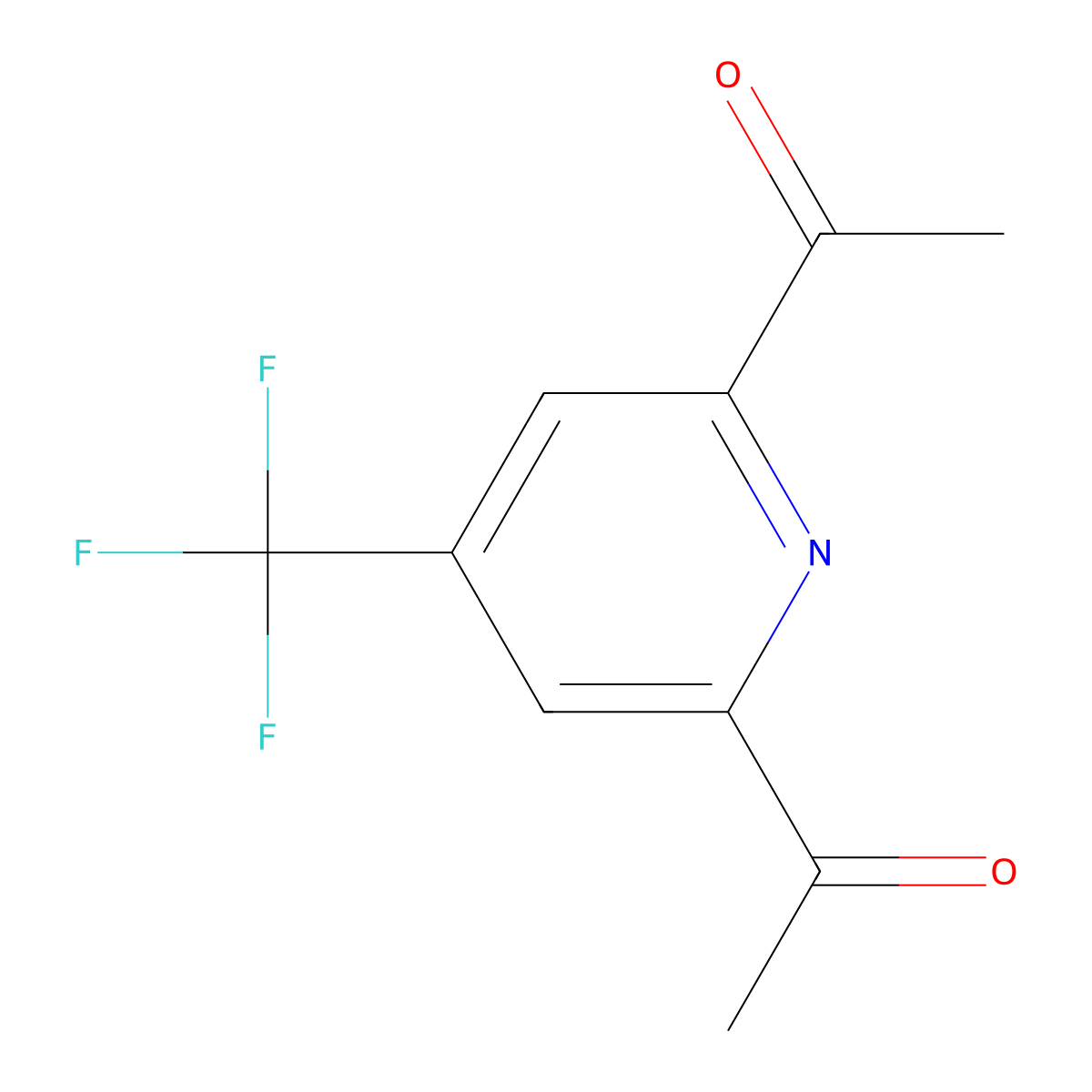 1,1'-(4-(Trifluoromethyl)pyridine-2,6-diyl)diethanone molecular structure, CAS 210155-51-4