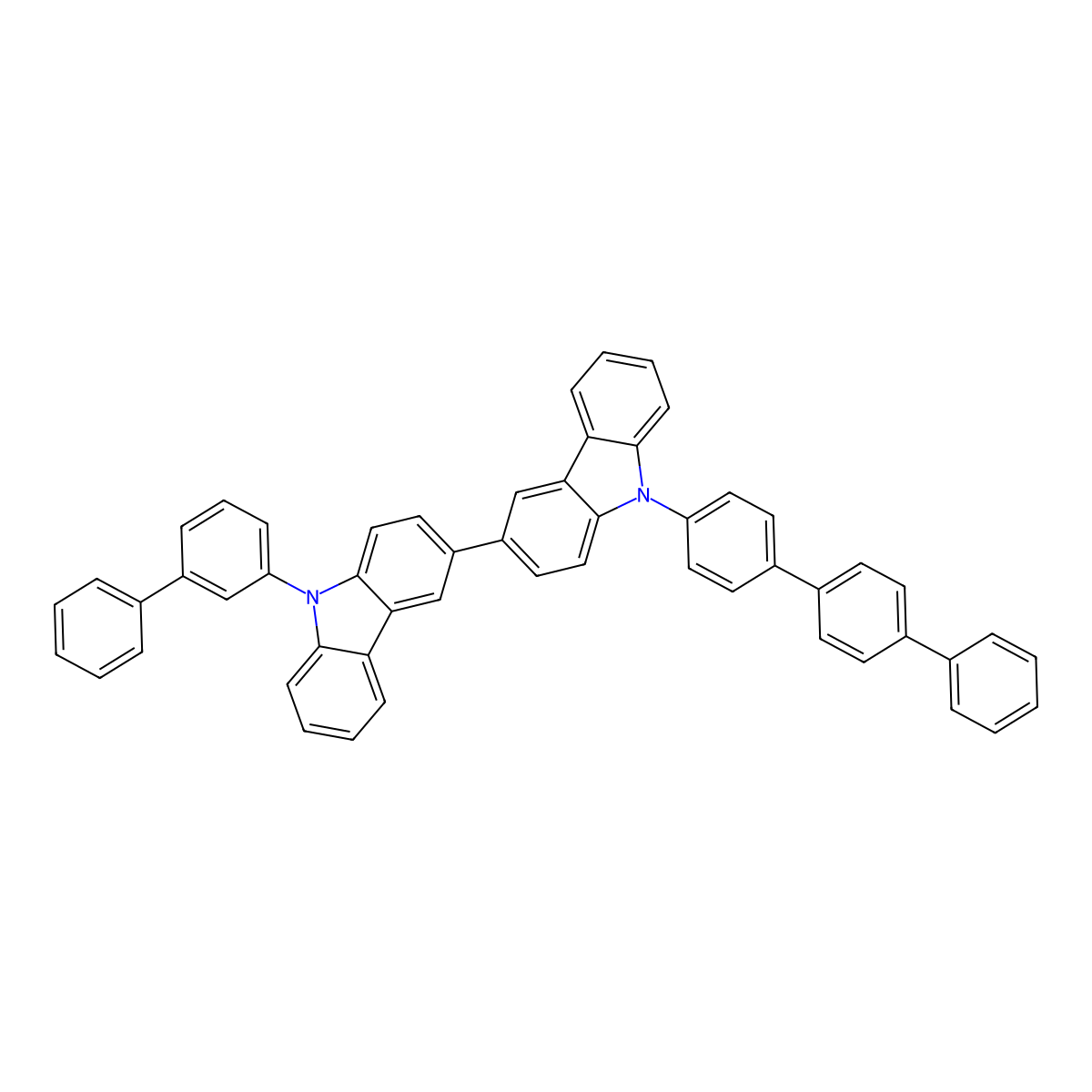 9-([1,1'-Biphenyl]-3-yl)-9'-([1,1':4',1''-terphenyl]-4-yl)-9H,9'H-3,3'-bicarbazole molecular structure, CAS 2101561-65-1