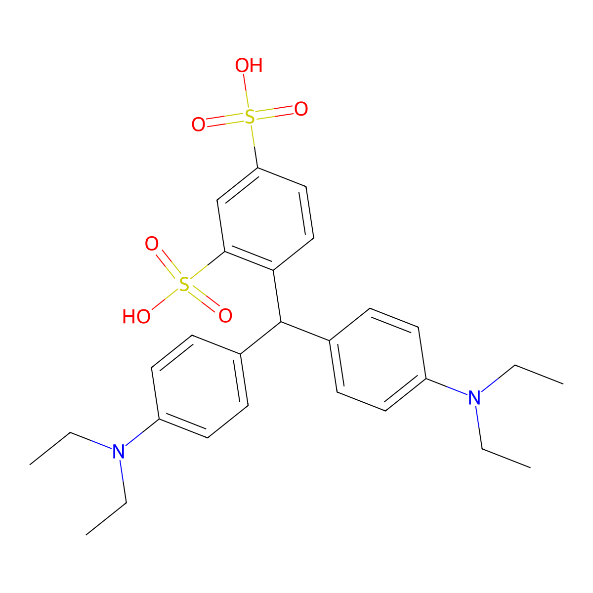 1,3-Benzenedisulfonic acid, 4-[bis[4-(diethylamino)phenyl]methyl]- molecular structure, CAS 21016-37-5
