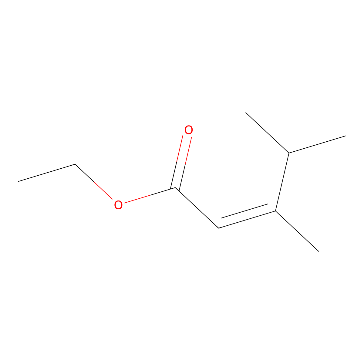 Ethyl 3,4-dimethyl-2-pentenoate molecular structure, CAS 21016-45-5