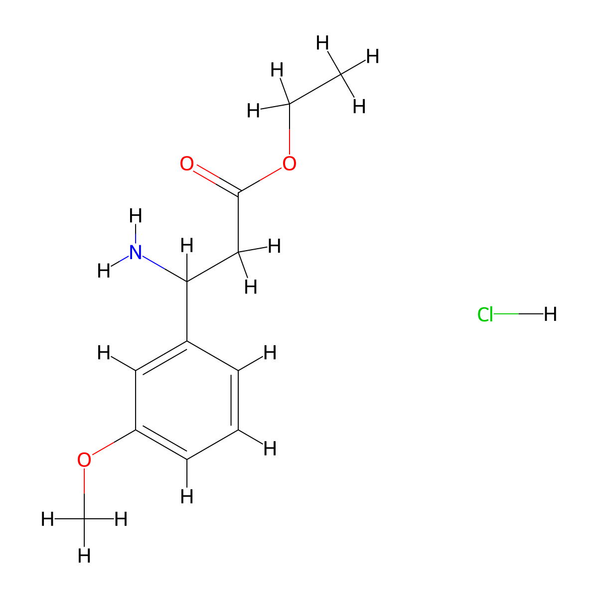 Ethyl 3-amino-3-(3-methoxyphenyl)propanoate hydrochloride molecular structure, CAS 210161-73-2