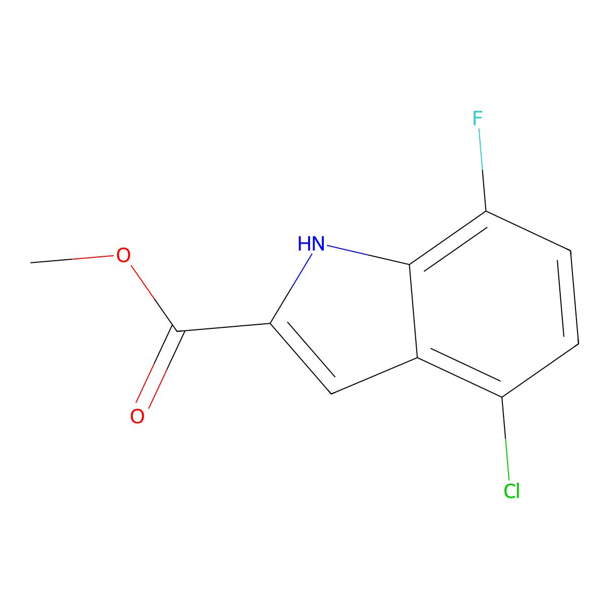 methyl 4-chloro-7-fluoro-1H-indole-2-carboxylate molecular structure, CAS 2101622-12-0