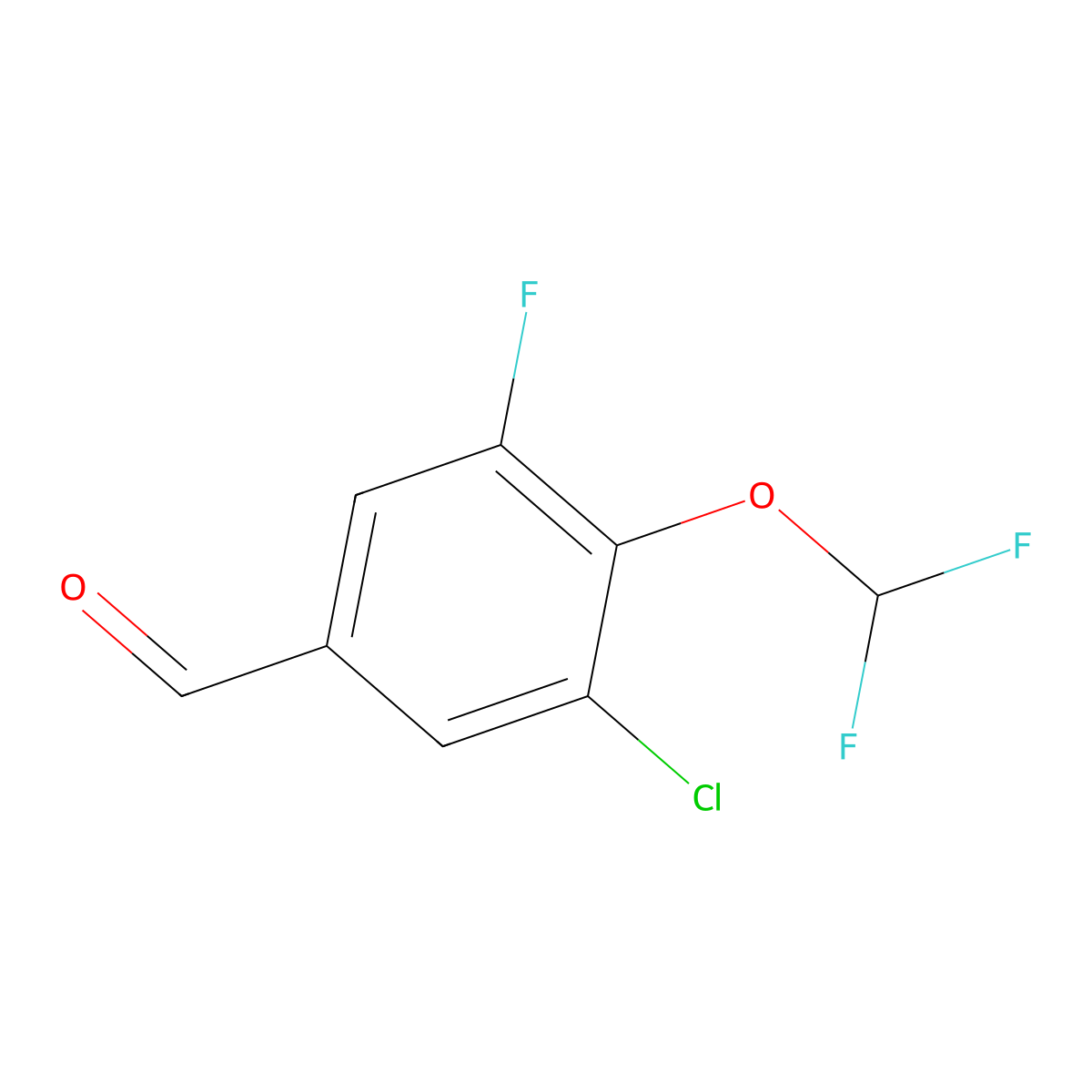 3-Chloro-4-(difluoromethoxy)-5-fluorobenzaldehyde molecular structure, CAS 2101631-58-5