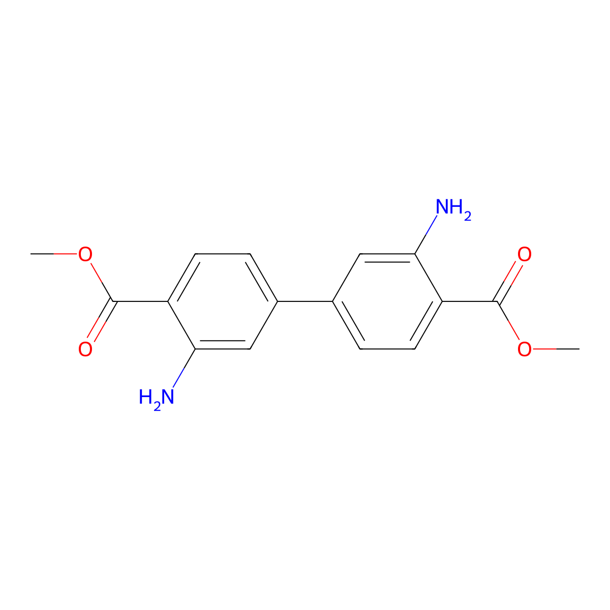 Dimethyl 3,3'-diamino-[1,1'-biphenyl]-4,4'-dicarboxylate molecular structure, CAS 2101636-49-9