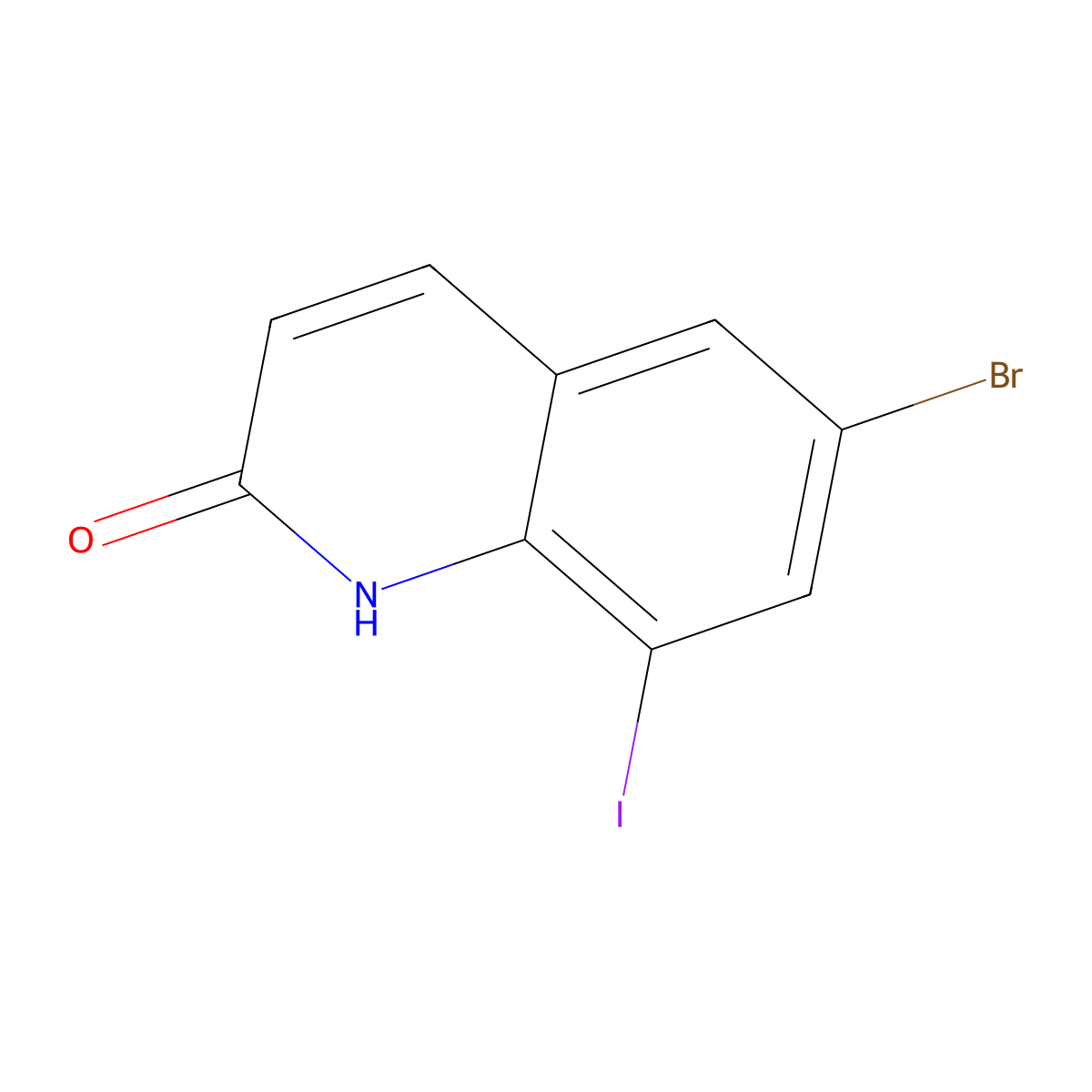6-Bromo-8-iodoquinolin-2(1H)-one molecular structure, CAS 2101658-56-2