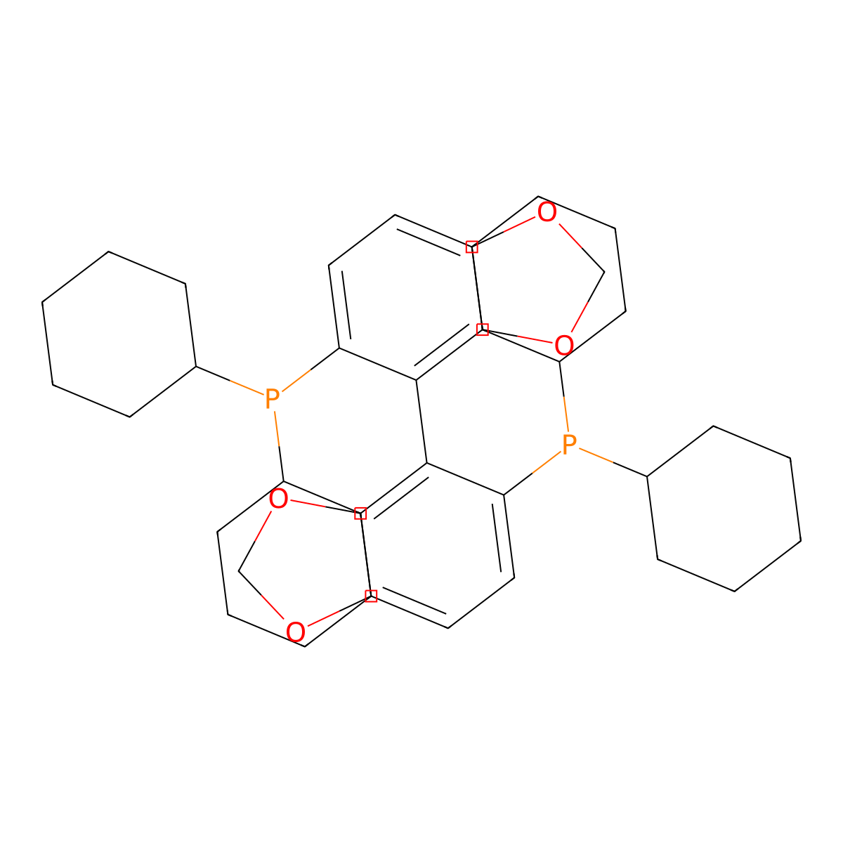 (+)-5,5'-Bis(dicyclohexylphosphino)-4,4'-bibenzo[d][1,3]dioxole molecular structure, CAS 210169-52-1