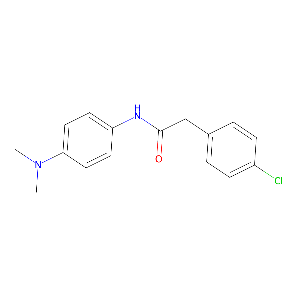 2-(4-chlorophenyl)-N-[4-(dimethylamino)phenyl]acetamide molecular structure, CAS 21017-52-7