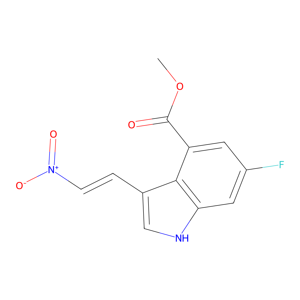 (E)-Methyl 6-fluoro-3-(2-nitrovinyl)-1H-indole-4-carboxylate molecular structure, CAS 2101705-87-5