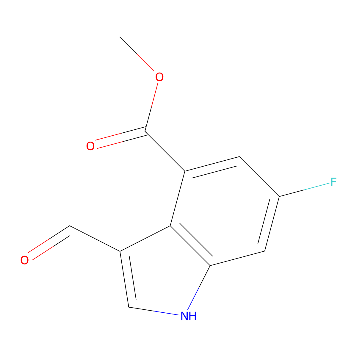Methyl 6-Fluoro-3-formylindole-4-carboxylate molecular structure, CAS 2101705-90-0