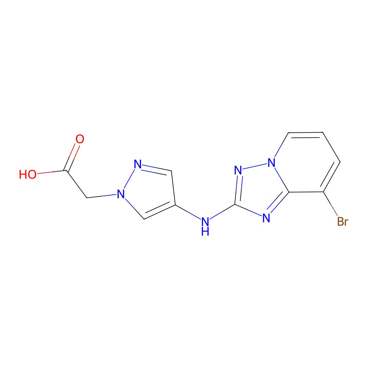 2-(4-((8-Bromo-[1,2,4]triazolo[1,5-A]pyridin-2-YL)amino)-1H-pyrazol-1-YL)acetic acid molecular structure, CAS 2101710-31-8