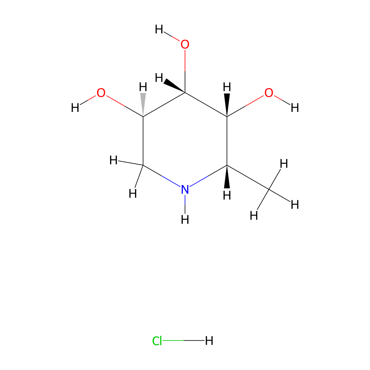 (2S,3R,4S,5R)-2-Methylpiperidine-3,4,5-triol hydrochloride molecular structure, CAS 210174-73-5
