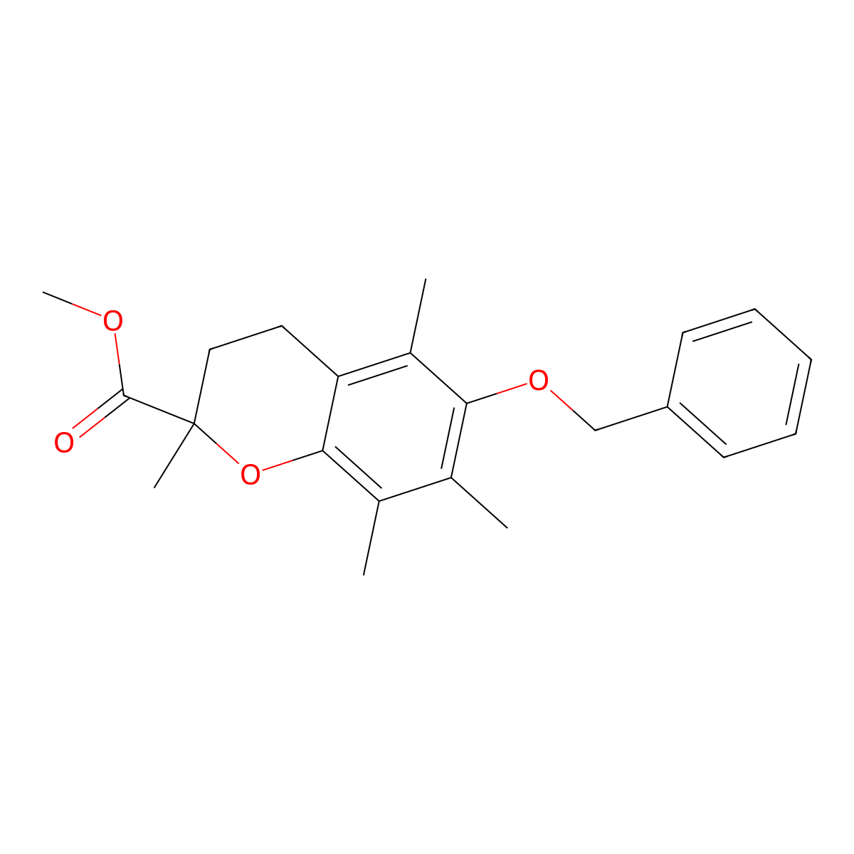 Methyl 6-(benzyloxy)-2,5,7,8-tetramethylchroman-2-carboxylate molecular structure, CAS 210174-90-6