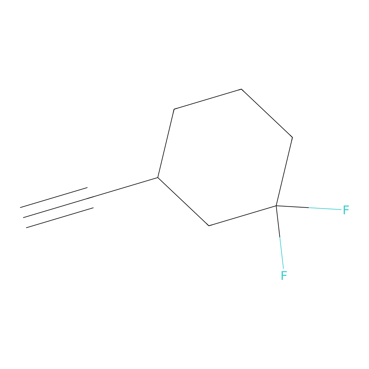 3-Ethynyl-1,1-difluorocyclohexane molecular structure, CAS 2101747-71-9