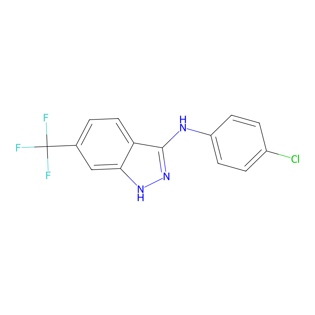 N-(4-Chlorophenyl)-6-(trifluoromethyl)-1H-indazol-3-amine molecular structure, CAS 2101756-13-0