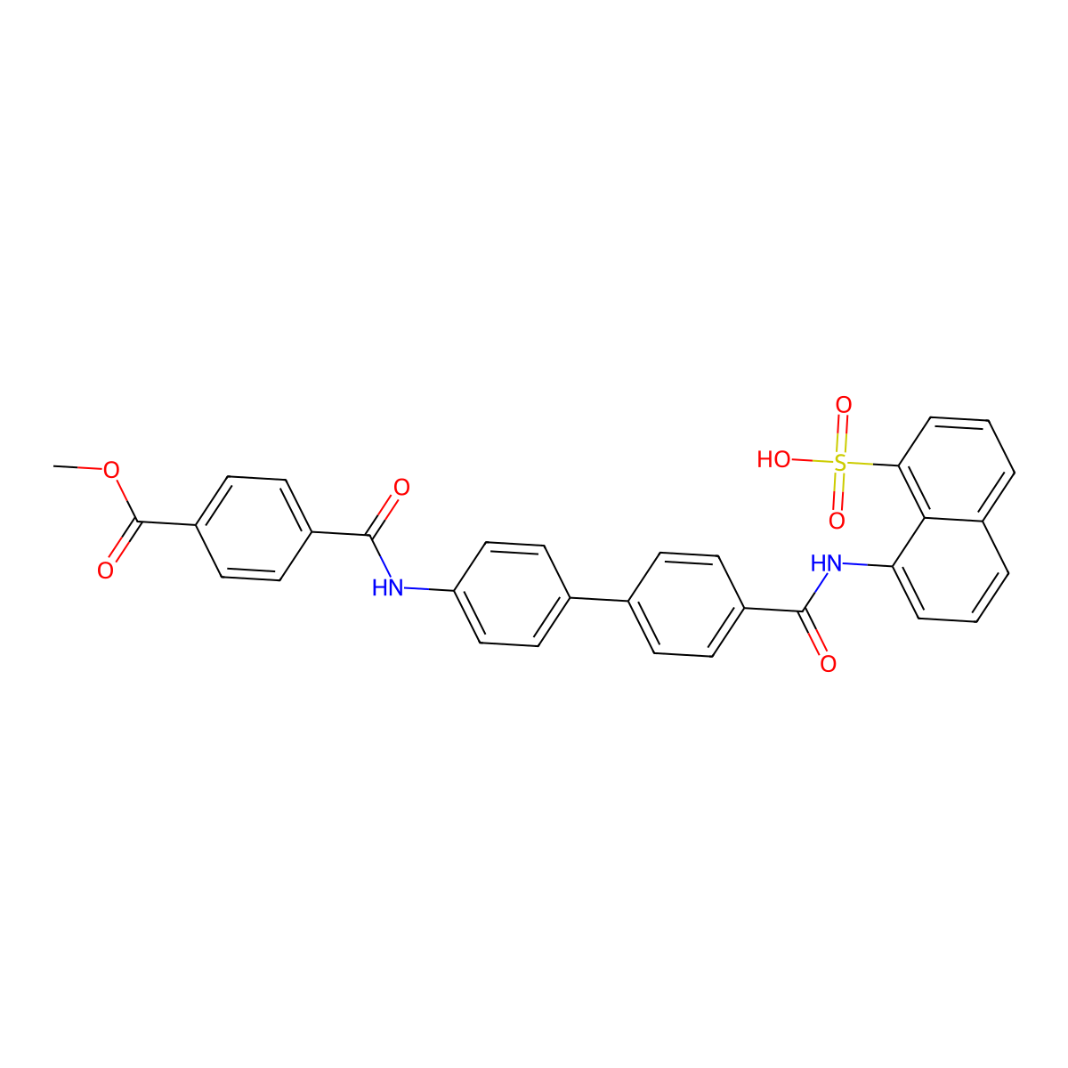 8-(4'-(4-(Methoxycarbonyl)benzamido)-[1,1'-biphenyl]-4-carboxamido)naphthalene-1-sulfonic acid molecular structure, CAS 2101765-81-3
