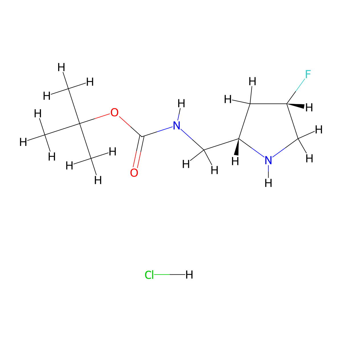 tert-Butyl (((2S,4S)-4-fluoropyrrolidin-2-yl)methyl)carbamate hydrochloride molecular structure, CAS 2101775-09-9