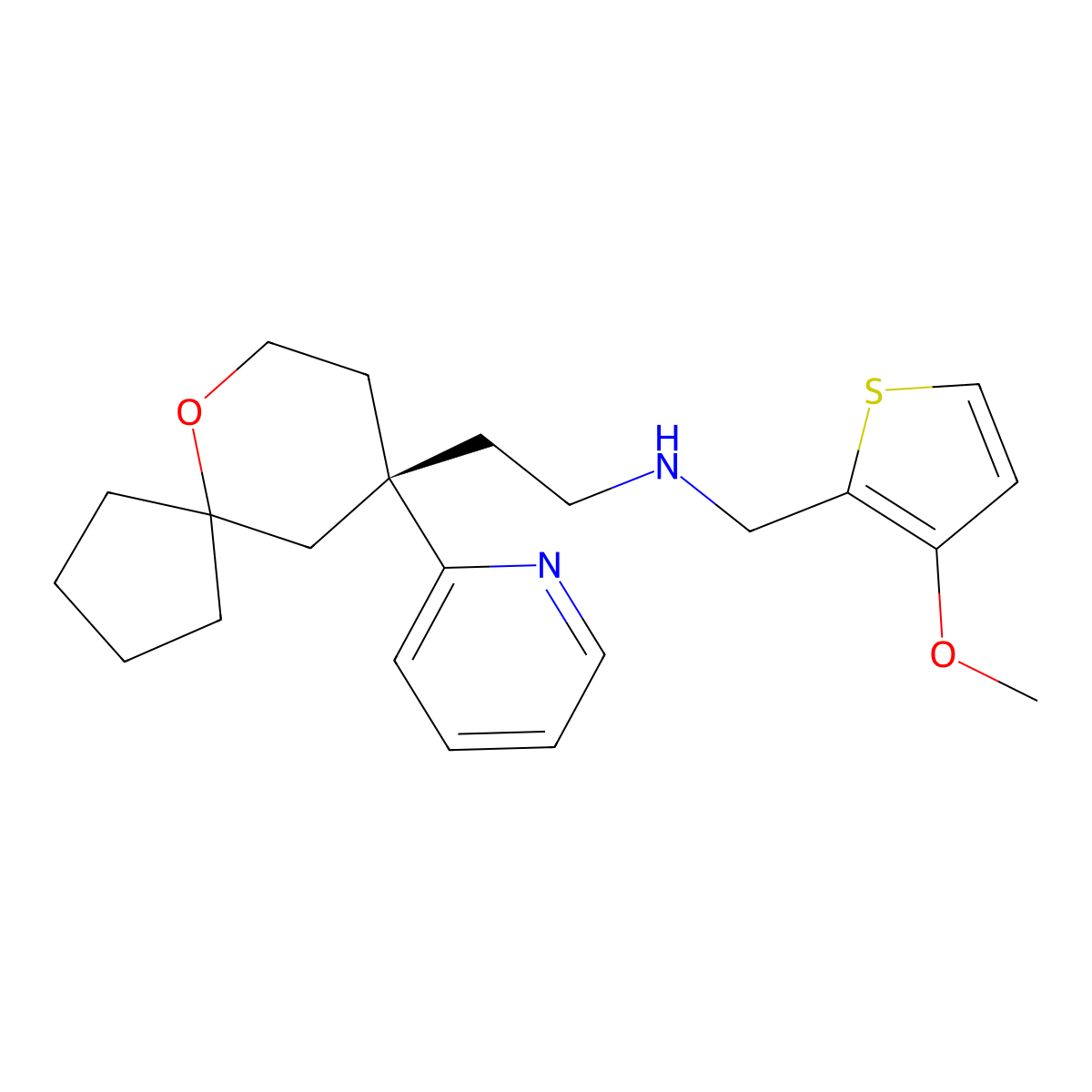 (9S)-N-[(3-Methoxy-2-thienyl)methyl]-9-(2-pyridinyl)-6-oxaspiro[4.5]decane-9-ethanamine molecular structure, CAS 2101782-56-1