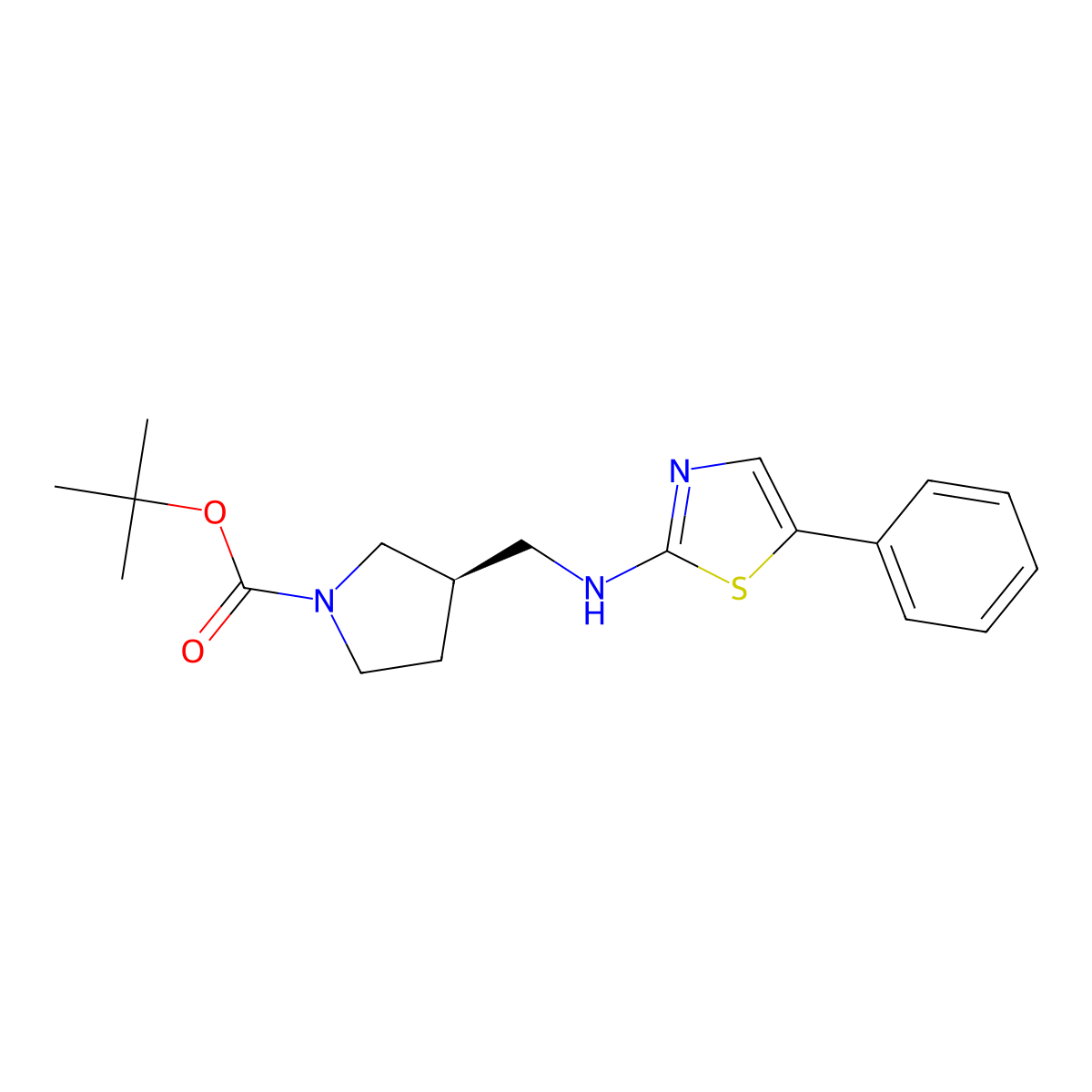 (R)-tert-butyl 3-(((5-phenylthiazol-2-yl)amino)methyl)pyrrolidine-1-carboxylate molecular structure, CAS 2101787-87-3