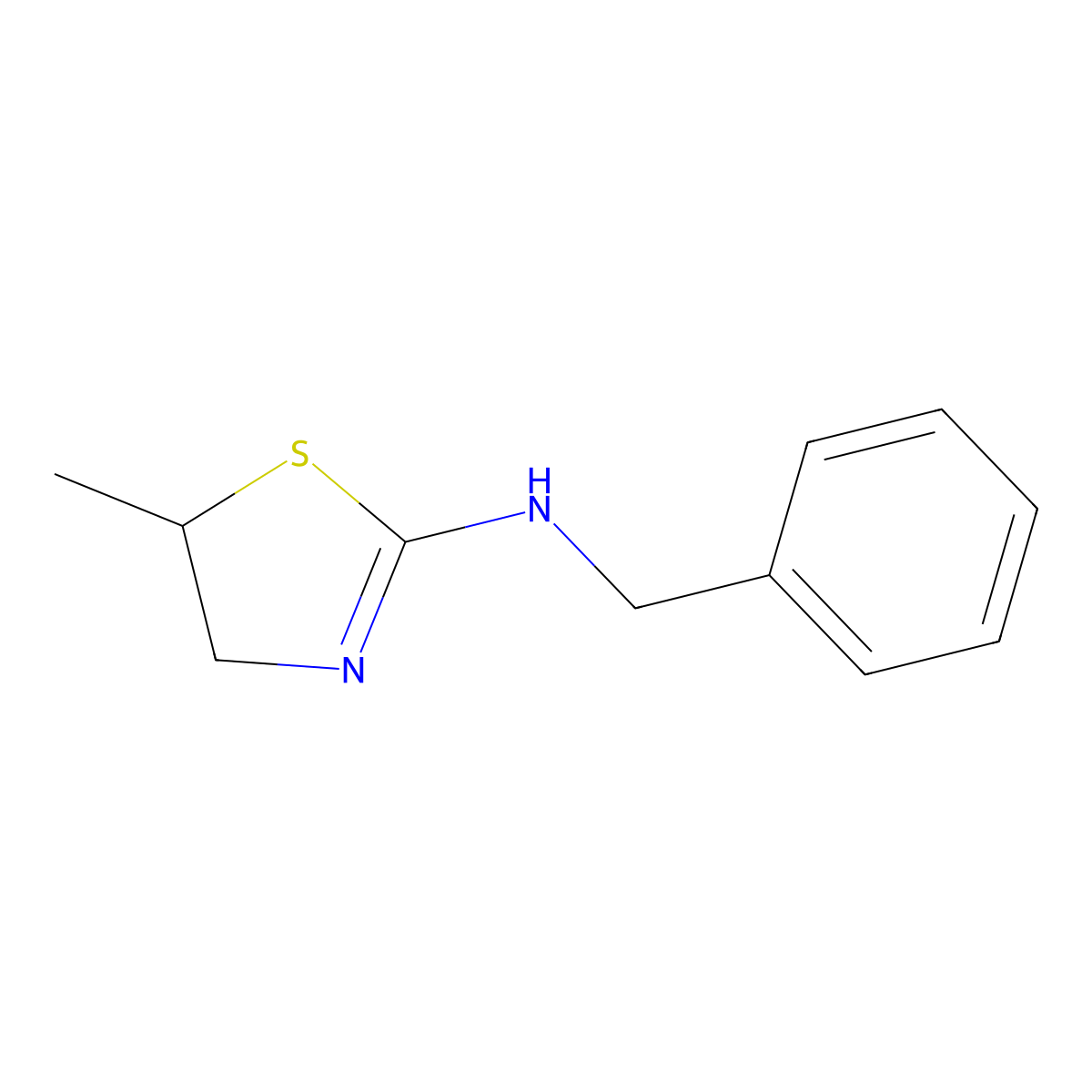 N-benzyl-5-methyl-4,5-dihydro-1,3-thiazol-2-amine molecular structure, CAS 21018-34-8