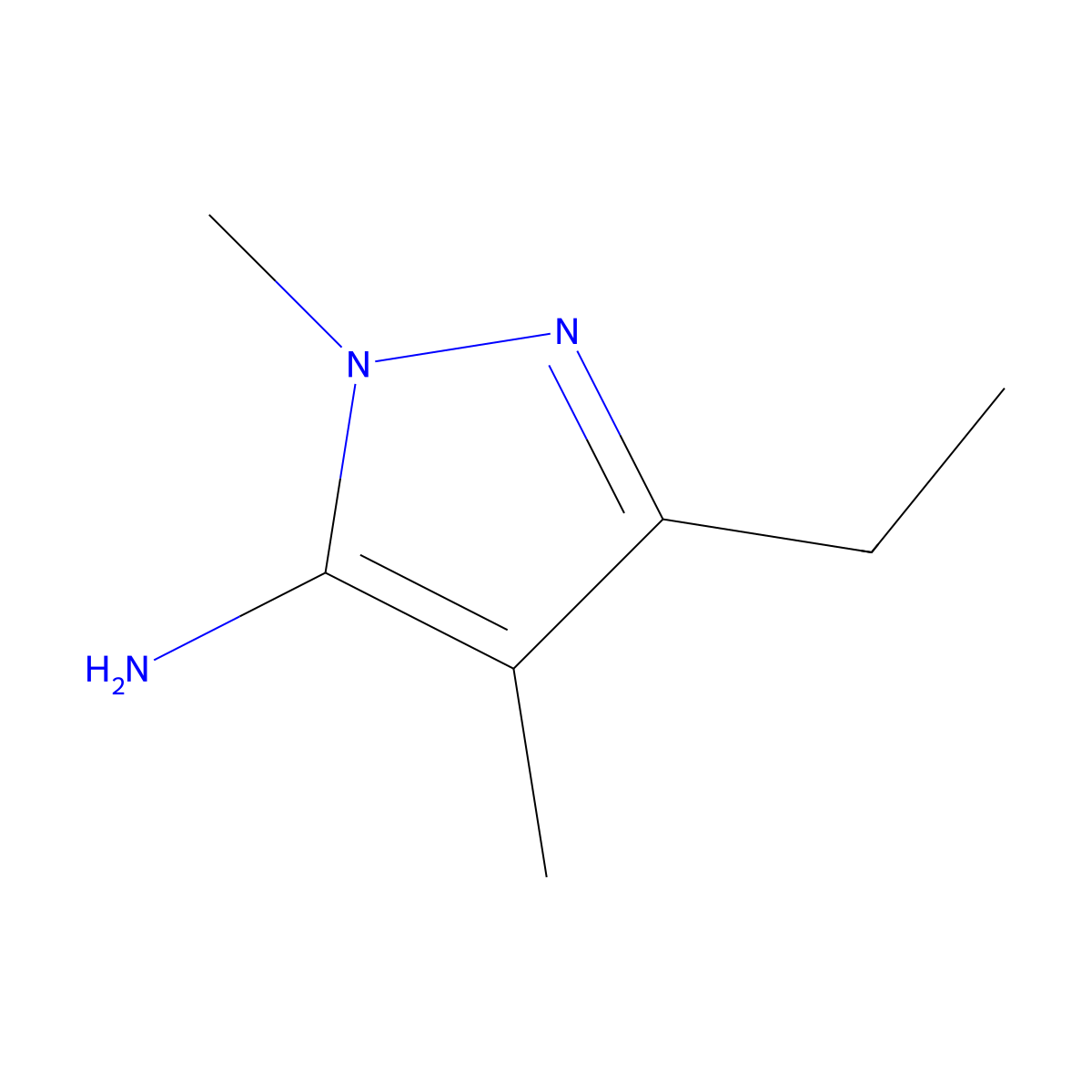 3-ethyl-1,4-dimethyl-1H-pyrazol-5-amine molecular structure, CAS 21018-62-2