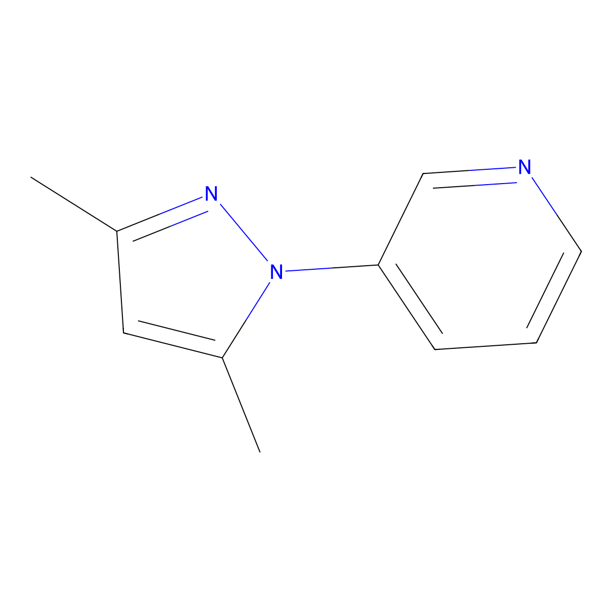 3-(3,5-Dimethyl-1H-pyrazol-1-yl)pyridine molecular structure, CAS 21018-73-5