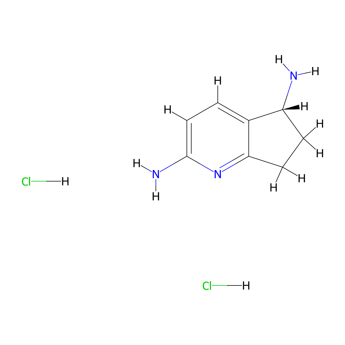 (R)-6,7-Dihydro-5H-cyclopenta[b]pyridine-2,5-diamine dihydrochloride molecular structure, CAS 2101848-16-0