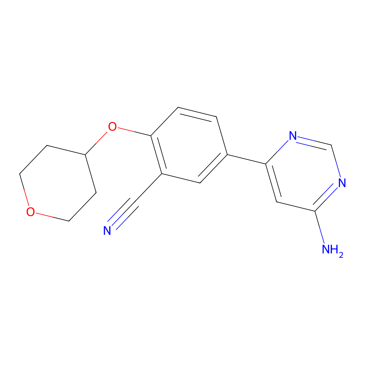 5-(6-Amino-4-pyrimidinyl)-2-[(tetrahydro-2h-pyran-4-yl)oxy]benzonitrile molecular structure, CAS 2101908-32-9