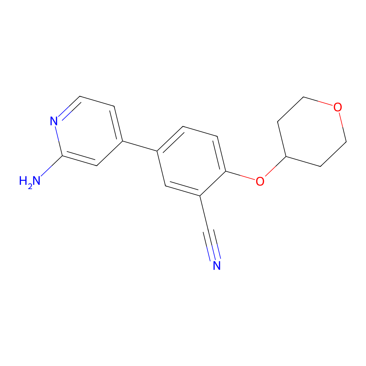5-(2-Amino-4-pyridinyl)-2-[(tetrahydro-2h-pyran-4-yl)oxy]benzonitrile molecular structure, CAS 2101909-62-8