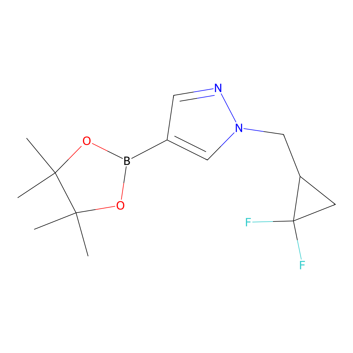 1-((2,2-Difluorocyclopropyl)methyl)-4-(4,4,5,5-tetramethyl-1,3,2-dioxaborolan-2-yl)-1H-pyrazole molecular structure, CAS 2101930-90-7
