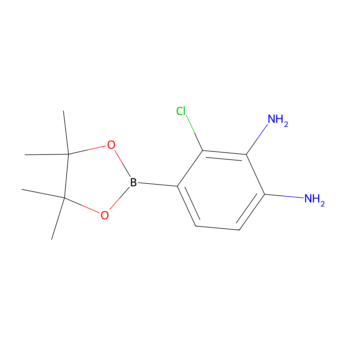3-Chloro-4-(4,4,5,5-tetramethyl-1,3,2-dioxaborolan-2-YL)benzene-1,2-diamine molecular structure, CAS 2101932-32-3
