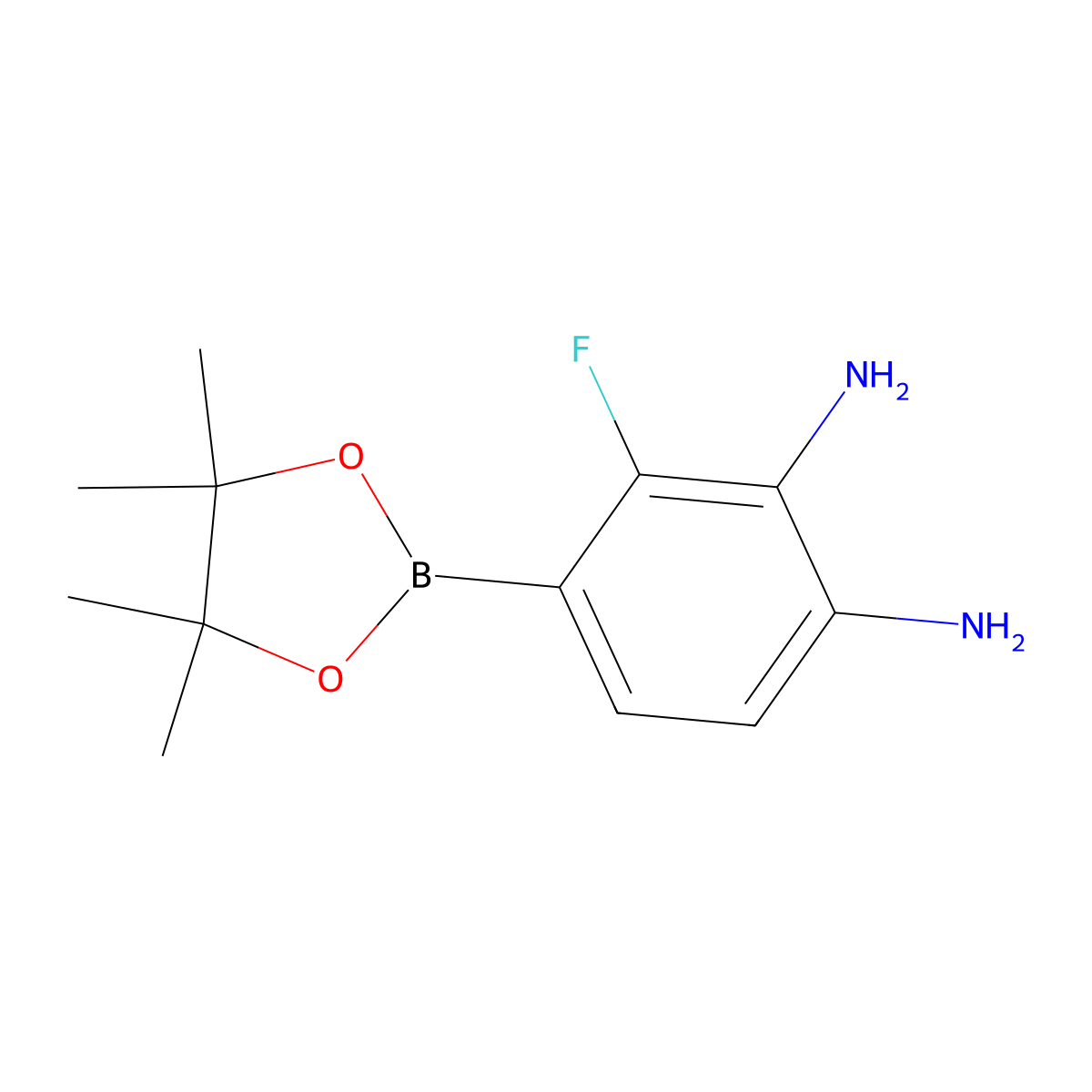 3-Fluoro-4-(4,4,5,5-tetramethyl-1,3,2-dioxaborolan-2-yl)benzene-1,2-diamine molecular structure, CAS 2101934-13-6