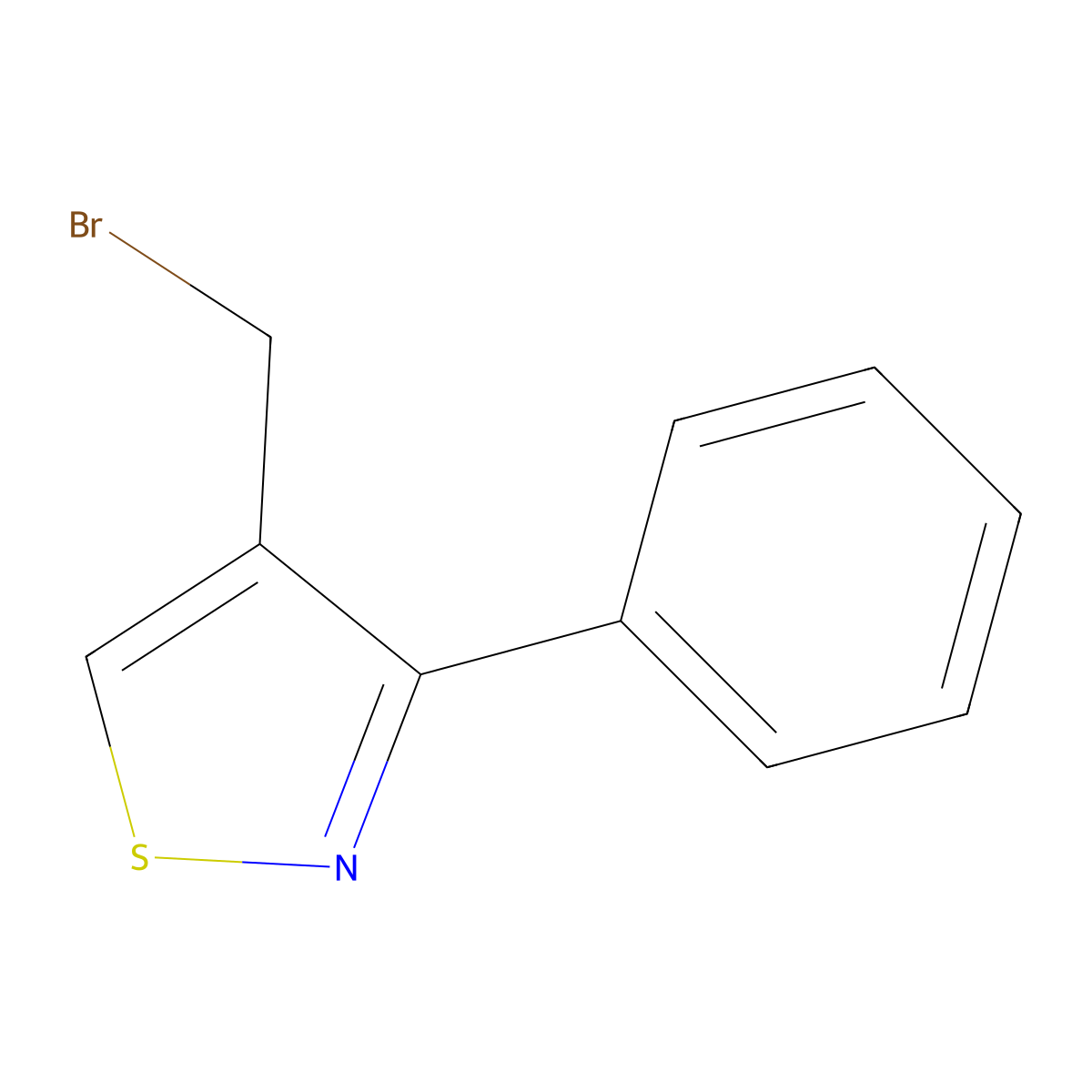 4-(Bromomethyl)-3-phenyl-1,2-thiazole molecular structure, CAS 2101950-77-8