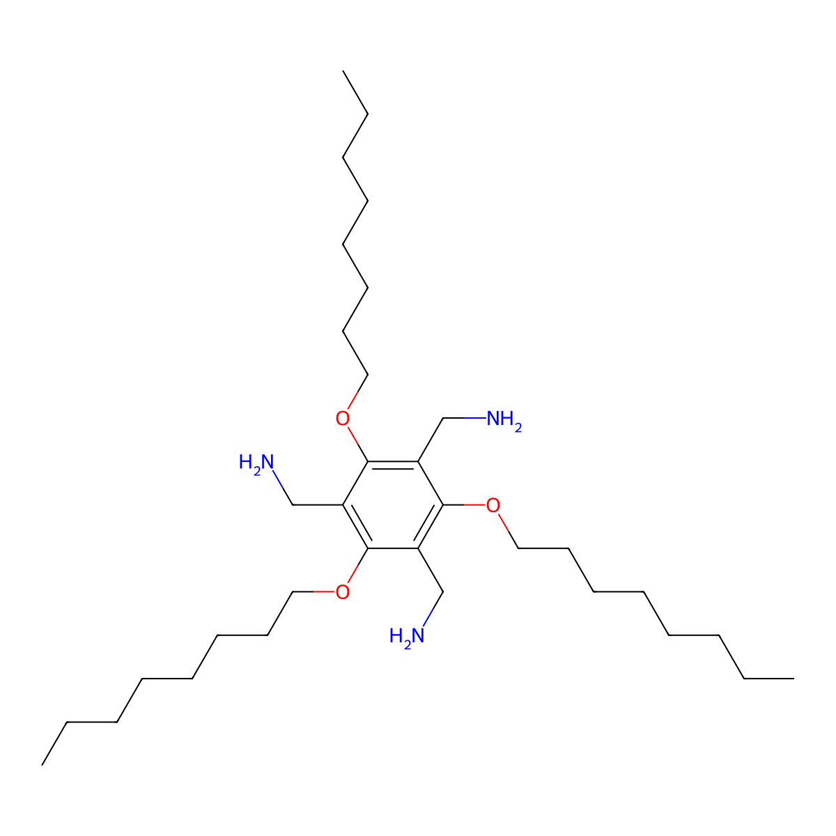 2,4,6-Tris(octyloxy)-1,3,5-benzenetrimethanamine molecular structure, CAS 2101952-04-7