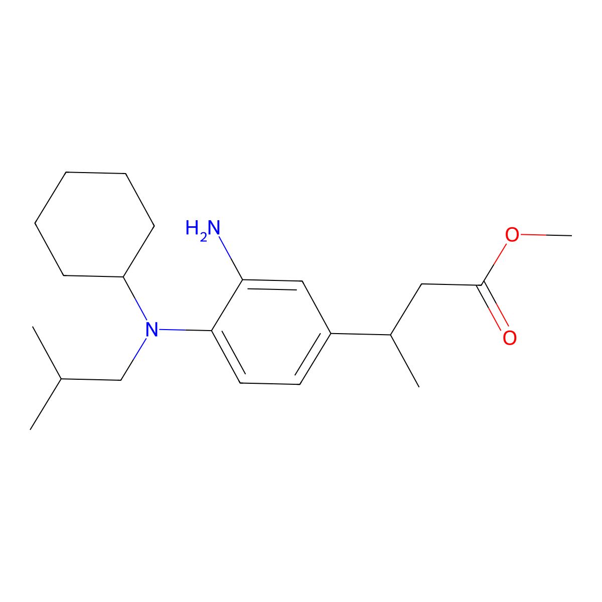 Methyl 3-{3-amino-4-[cyclohexyl(2-methylpropyl)amino]phenyl}butanoate molecular structure, CAS 2101987-56-6