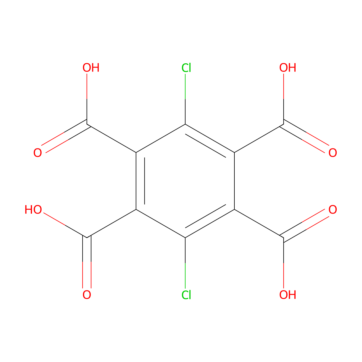 3,6-Dichlorobenzene-1,2,4,5-tetracarboxylic acid molecular structure, CAS 21021-54-5