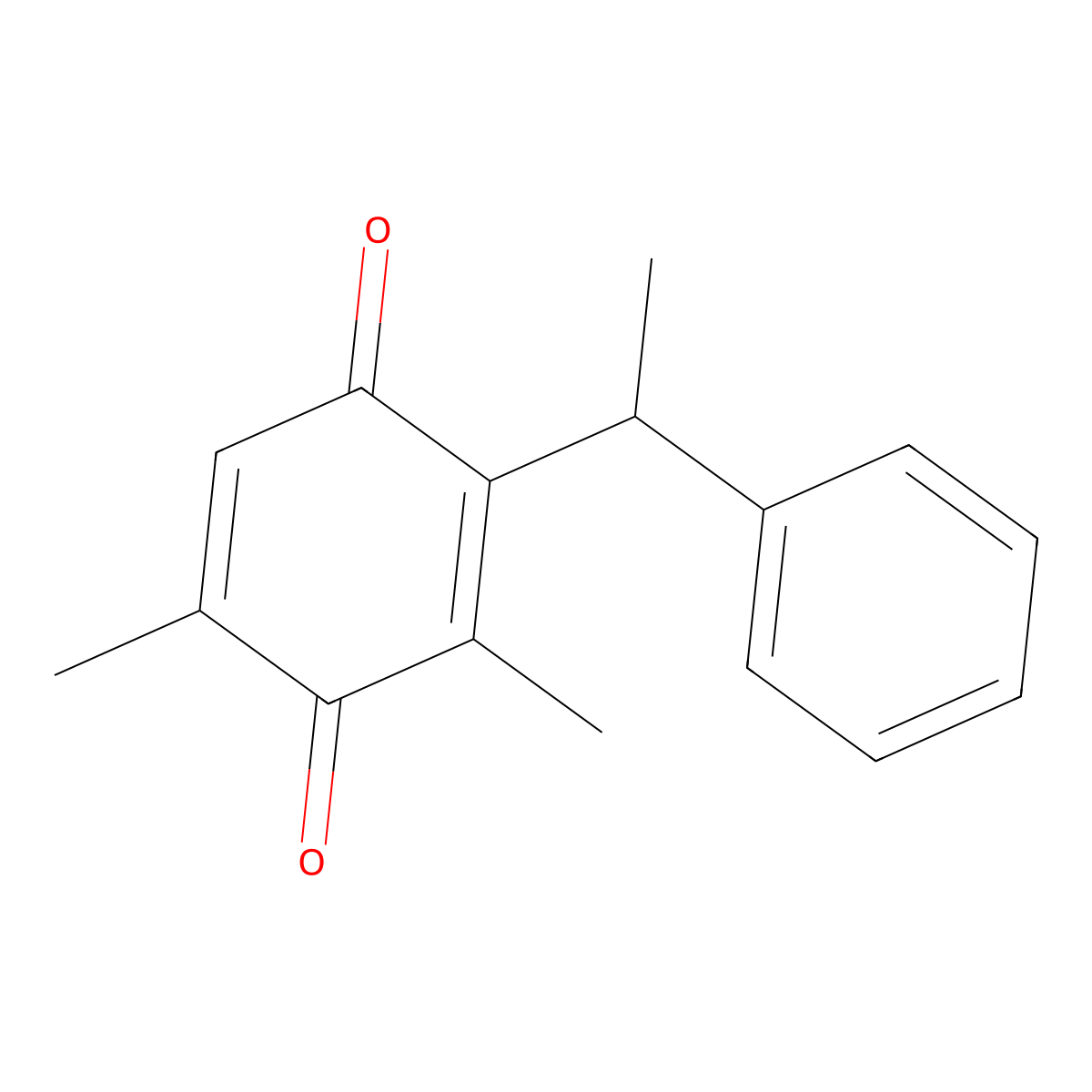 3,5-Dimethyl-2-(1-phenylethyl)cyclohexa-2,5-diene-1,4-dione molecular structure, CAS 2102104-04-9