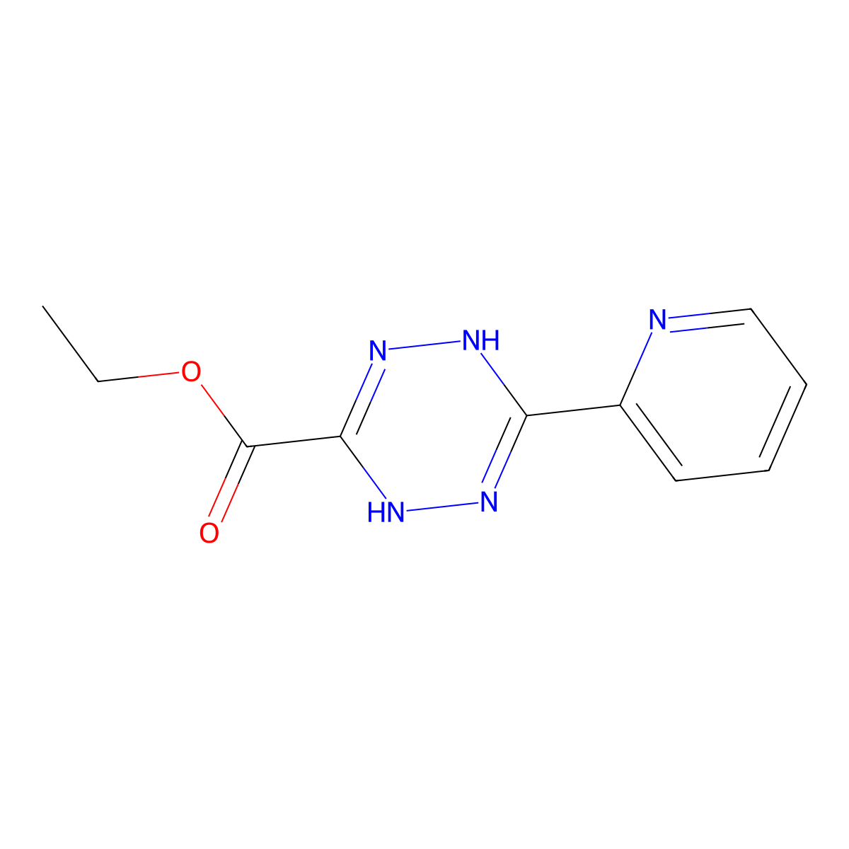 Ethyl 6-pyridin-2-yl-1,4-dihydro-1,2,4,5-tetrazine-3-carboxylate molecular structure, CAS 2102165-24-0