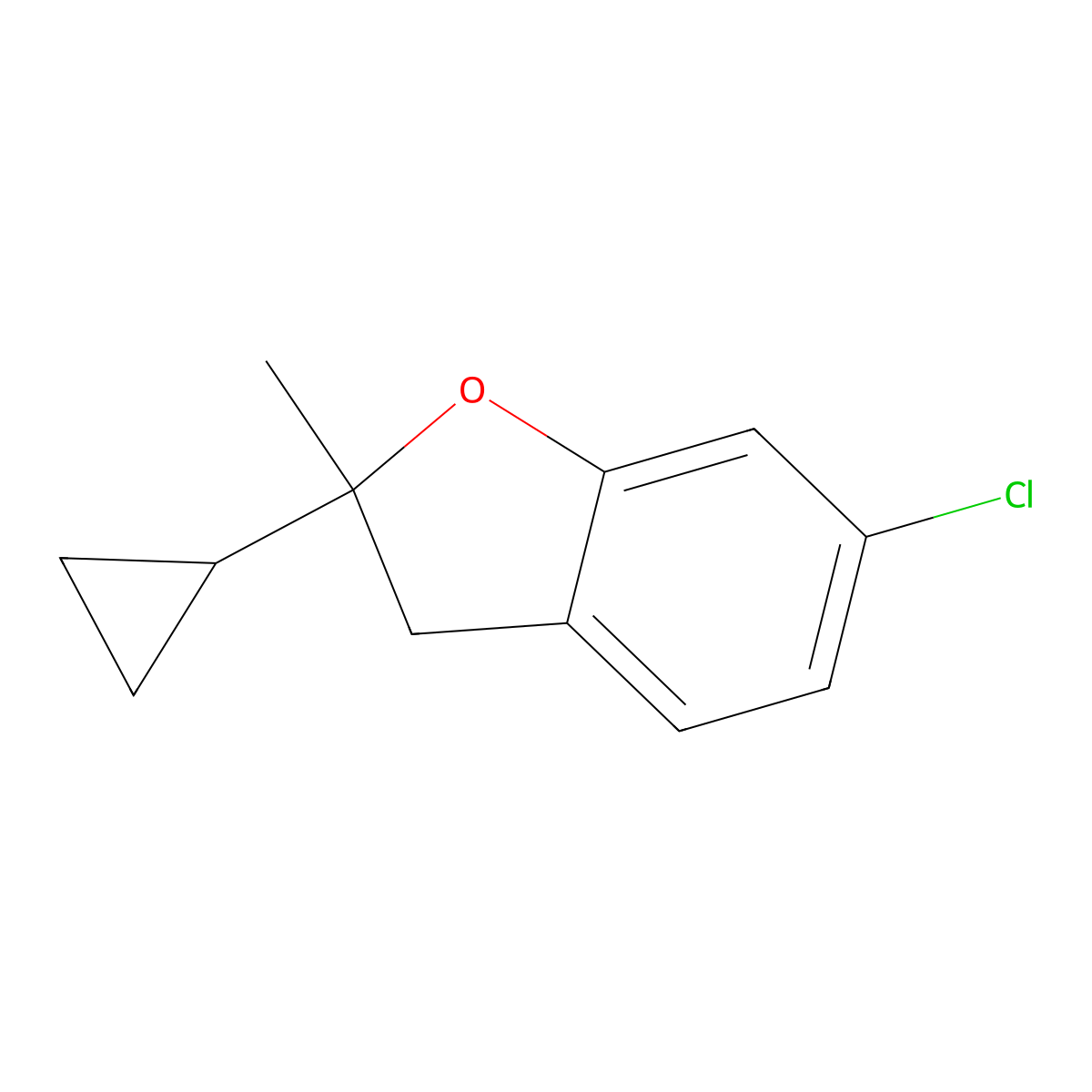 6-Chloro-2-cyclopropyl-2-methyl-2,3-dihydrobenzofuran molecular structure, CAS 2102175-36-8