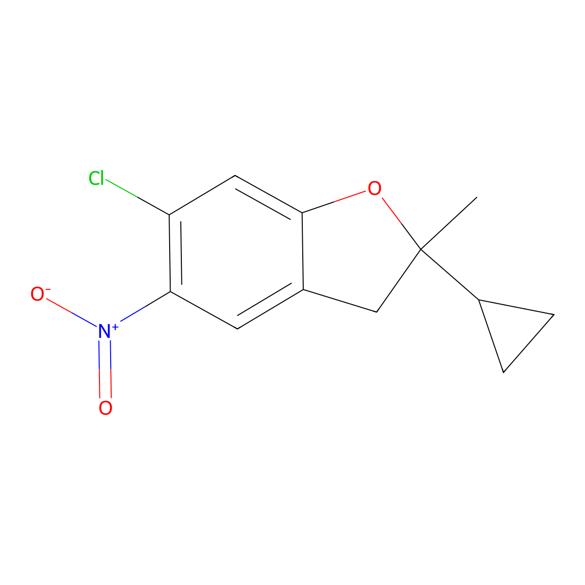 6-Chloro-2-cyclopropyl-2-methyl-5-nitro-2,3-dihydrobenzofuran molecular structure, CAS 2102175-37-9