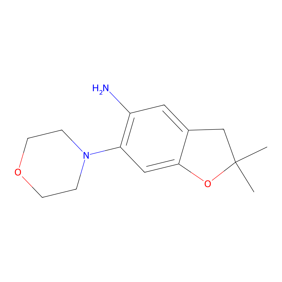 2,2-Dimethyl-6-morpholino-2,3-dihydrobenzofuran-5-amine molecular structure, CAS 2102175-61-9