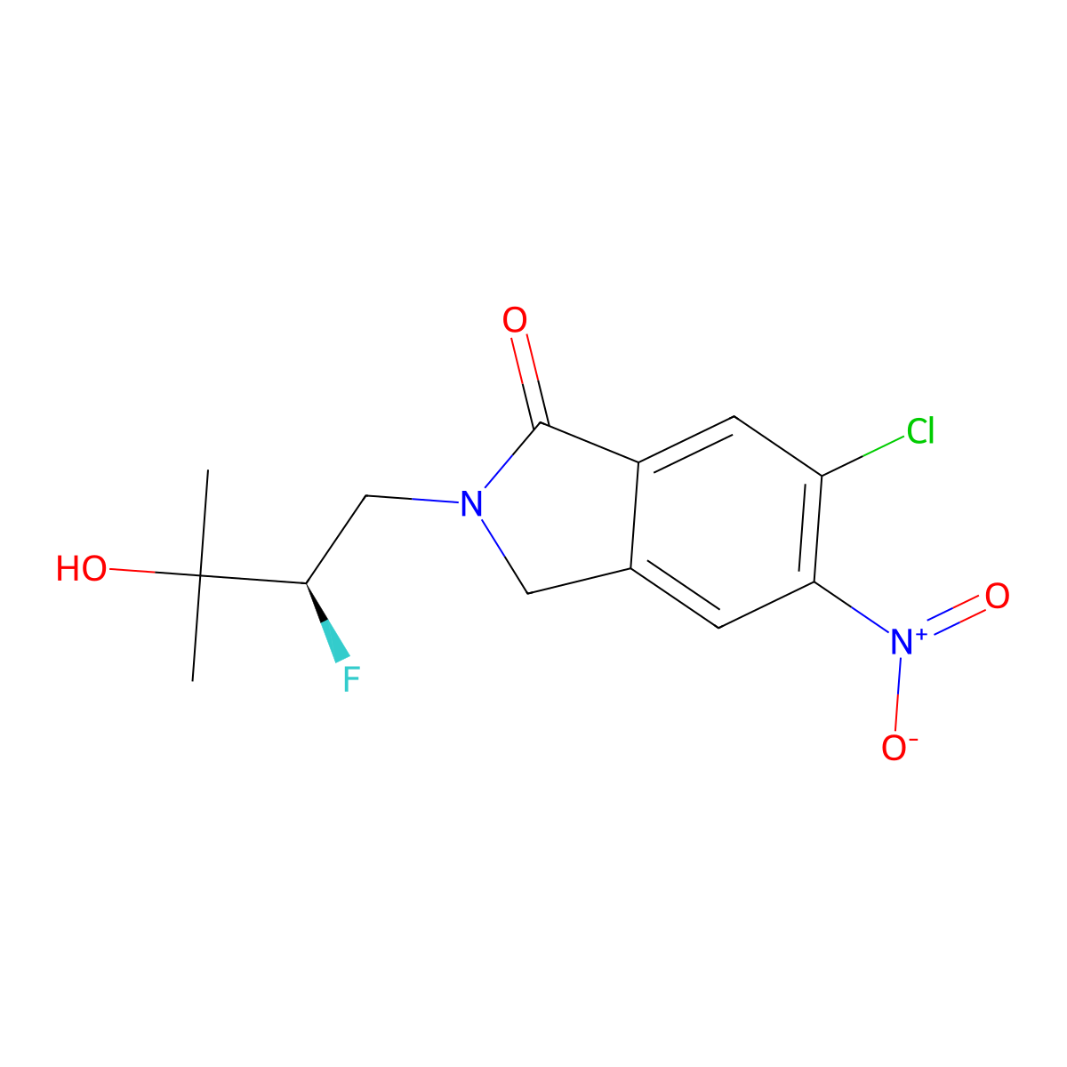 (R)-6-Chloro-2-(2-fluoro-3-hydroxy-3-methylbutyl)-5-nitroisoindolin-1-one molecular structure, CAS 2102179-25-7