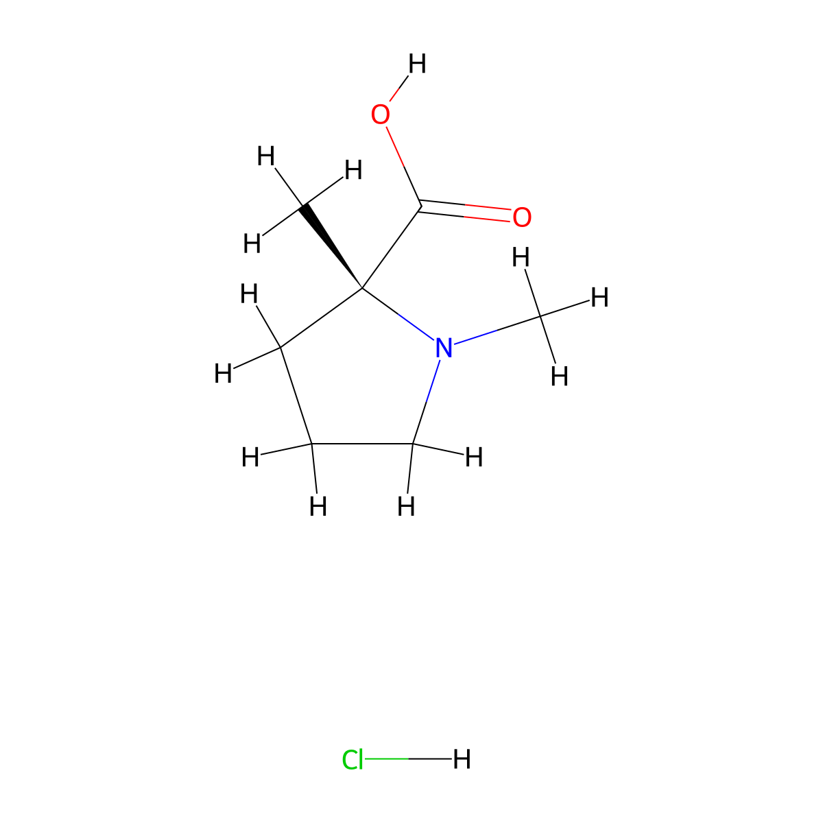 (2R)-1,2-dimethylpyrrolidine-2-carboxylic acid hydrochloride molecular structure, CAS 2102299-04-5