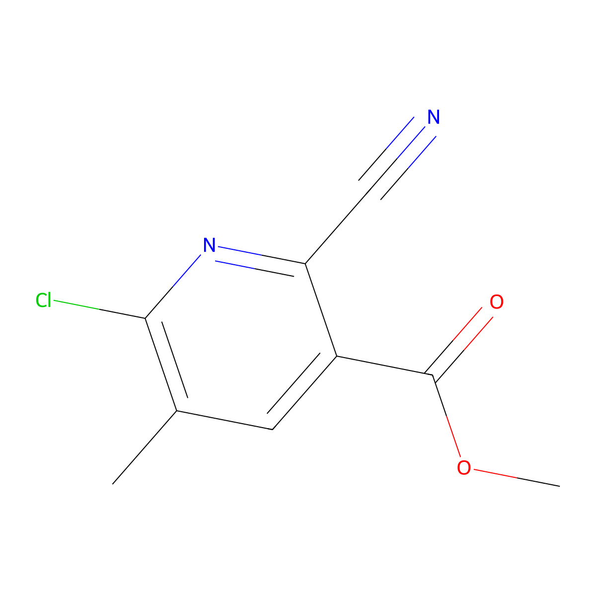 Methyl 6-chloro-2-cyano-5-methylnicotinate molecular structure, CAS 2102324-63-8