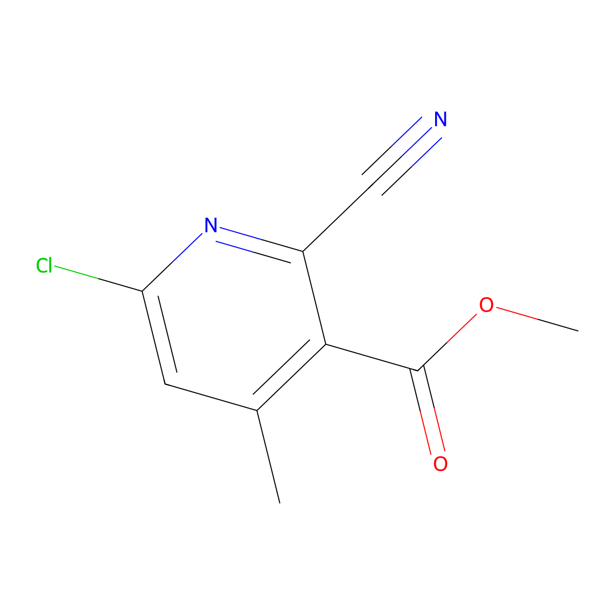 Methyl 6-chloro-2-cyano-4-methylnicotinate molecular structure, CAS 2102325-47-1