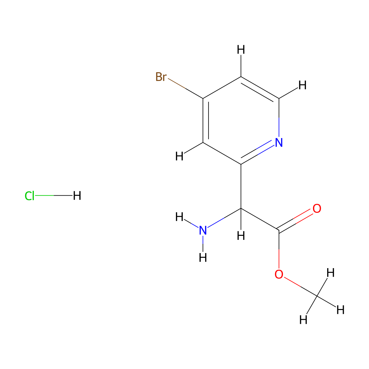 Methyl 2-amino-2-(4-bromopyridin-2-YL)acetate hcl molecular structure, CAS 2102408-45-5